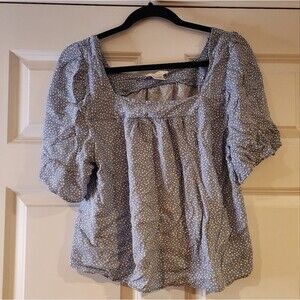 Urban Romantics blue and white spotted square neck blouse XL